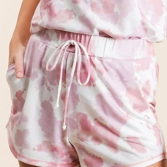 BiBi Tie Dye Print Terry Shorts With Side Pockets - Picture 2 of 16